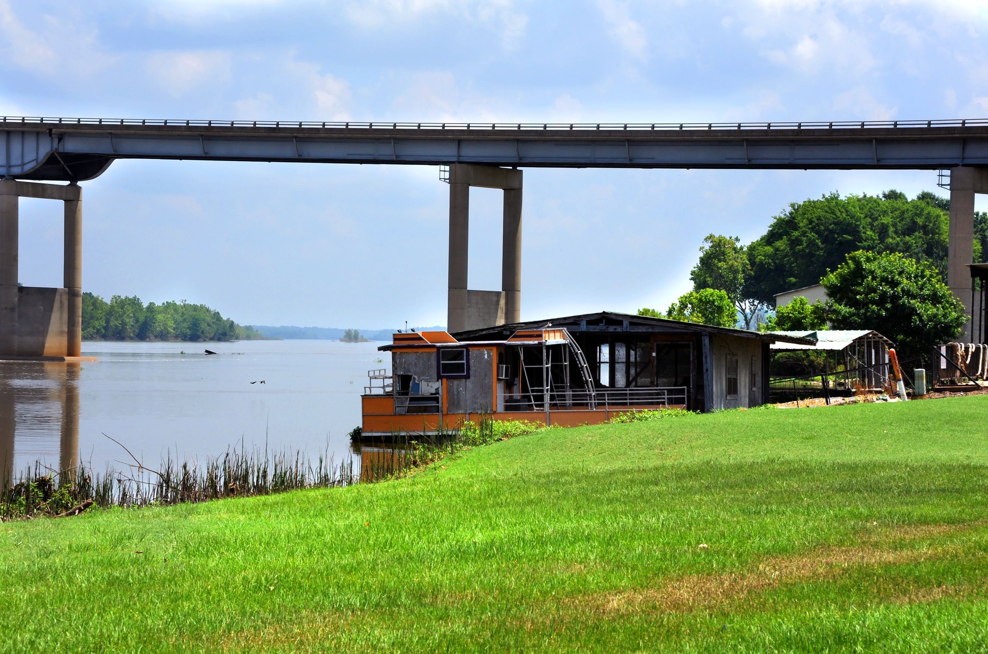 Houseboat Parked on Arkansas River